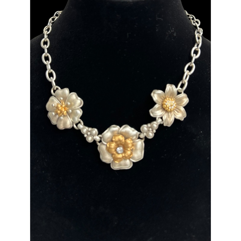 Brighton Retro Garden Necklace Women OS Silver Gold Floral‎ Statement